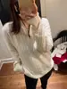 Casaco de lã pura trançado de gola alta estilo retrô americano para mulheres, design de outono inicial, blusa de tricô com meio zíper, grosso e modelador