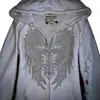 Sudadera con Capucha y Cremallera con Bolsillos Otoñal, Estilo Punk Retro Y2K, Ajustada, Versátil, con Pedrería, Subcultura Transfronteriza Europea y Americana