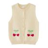 2023 nueva ropa para niños Chaleco de punto con bordado de cerezas para niñas Chaleco de algodón para niños Suéter cárdigan una generación de cabello