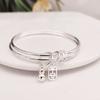 Pulsera original con cascabeles para mujer, doble anillo, calabaza de seguridad, anillo fino brillante, pulsera sólida nueva de cobre blanco plateado para novia