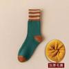 Calcetines Rayados Gruesos de Otoño e Invierno para Mujer, de Media Pantorrilla, Forrados de Felpa, Cálidos, Calcetines Retro para Mujer, Venta al por Mayor Fabricante de Calcetines Zhuji