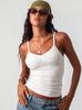 Ropa de Mujer Transfronteriza Europea y Americana 2025 Verano Nueva Moda Cuello en V Básico Color Puro Slim Tirantes Chaleco Sin Espalda