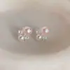 Pendientes de Zirconia Rosa Perla Suave Franceses para Mujer 2025 Nuevo Diseño de Nicho Pendientes de Lujo Accesible Pendientes de Gama Alta