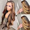 Peluca de encaje frontal 13*4 para mujer, onda grande, mechas, cabello largo y rizado, esponjoso, cobertura completa de la cabeza