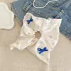Scrunchie lenço quadrado estilo pastoral francês para meninas e crianças, elástico de cabelo doce com laço para coques, acessório de cabelo