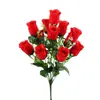Buquê de Rosas Artificiais Decoração de Mesa Buquê Decorativo de Rosa de Veludo Flores Artificiais Fábrica Atacado Rosas em Estoque