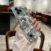 Boceto dibujado a mano de ramas y hojas de rosa negra, funda de teléfono transparente de alta gama para iPhone 15 Pro, funda suave anticaídas para iPhone 17