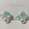 Brincos Redondos de Pérola com Gotejamento de Óleo em Novo Estilo, Brincos de Luxo Leve e de Alta Qualidade, Exquisitos e Estilosos, Brincos Versáteis para Mulheres