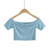 Deseo Puro Camiseta Corta de Un Hombro con Ombligo Descubierto para Chica Sexy Ajustada de Manga Corta para Mujer