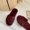 Zapatillas de algodón de comercio exterior, pantuflas peludas para mujer, para interior de casa, otoño e invierno, pantuflas cortas de felpa, planas y abiertas, pantuflas de talla grande