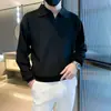 Casaco de malha masculino moderno novo outono e inverno gola lapela design masculino gola V casual manga longa camisa