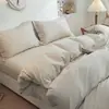 Nuevo Conjunto de Cuatro Piezas de Algodón de Color Liso Conjunto de Tres Piezas para Dormitorio Alta Densidad de Hilos Todo Algodón Sarga Transpirable Cálido Sábana Plana Sábana Ajustable Venta al por Mayor