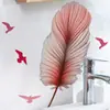 Adesivos de Parede de Gansos Rosa com Penas Transfronteiriços para Decoração de Atmosfera na Parede de Fundo da Entrada do Quarto, PVC Autoadesivo Removível