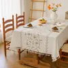 Toalha de mesa feita de algodão e linho, à prova d'água e resistente a óleo, espessa, cor lisa, design simples, toque de alta qualidade, estilo nórdico, adequada para mesas de jantar e mesas de centro