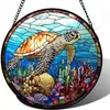 Pingente de Vitral Crisgif - Coruja Verde Pegador de Porta Jardim Pátio Divertido Pássaro Pegador de Sol