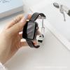 Adecuado para Apple iWatch 9, correa magnética de cuero y silicona, reloj Apple 8/7, patrón de bambú avanzado, fabricantes