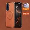 Adecuado para Samsung Z Fold7 Funda Magnética de Cuero Flip7 Textura de Cuero Soporte Invisible Cubierta Protectora Anticaída Transfronterizo