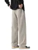 Ropa de Hombre Fengshe / 2026 Otoño-Invierno Nuevos Pantalones Casuales de Imitación de Piel de Vaca para Hombre Estilo Americano Sueltos Rectos Elásticos Pantalones Casuales