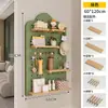 Estante de Pared de Tablero Perforado de Madera Maciza para Almacenamiento Pasillo Color Nogal Forma Decoración de Pared Exhibición de Almacenamiento