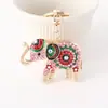 Chaveiro de Elefante com Diamantes Coloridos em Liga de Animal para Mulheres, Pingente de Bolsa de Carro, Argola de Chaveiro, Presentes Criativos Europeus e Americanos Transfronteiriços