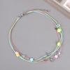 Dulce Collar Multicolor de Cuerda con Estrella de Cuentas Enrollado Multicapa para Mujer Lujo Ligero de Alta Gama Sencillo Moda Combinable Cadena para Clavícula