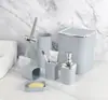 Juego de Tocador Electroplateado para Baño Papelera Doméstica Sin Rincones Muertos Cepillo para Inodoro de Cerdas Suaves Taza Hidráulica Dispensador de Jabón Transparente