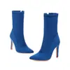 Botas de comercio exterior de talla grande para otoño e invierno, botines de gamuza de punta fina para mujer, ligeros con cremallera lateral, botas Martin de color liso versátiles para mujer