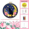 Kit de Bordado Punto de Cruz DIY Tela Pre-impresa 11CT Aro Herramientas Tema Gatos Noche Estrellada Luna Punto de Cruz DIY Para Principiantes