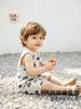 Ropa de Verano Delgada para Niños Mono de Bambú y Algodón de Manga Corta para Uso Casual al Aire Libre Ropa para Niños Anyang
