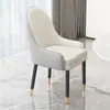 Silla de Comedor de Madera Maciza de Lujo Ligero, Mesa y Sillas de Isla, Cuero Genuino Moderno Simple de Gama Alta, Silla de Hotel Simple y Duradera con Respaldo