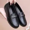 Zapatos de Mamá Estilo Nuevo 2026, Modelos de Primavera y Otoño para Mujeres de Mediana Edad y Mayores, Cómodos Zapatos de Cuero de Mediana Edad, Zapatos Individuales Negros para Trabajo de Suela Blanda