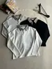 Camisa Polo de Cuadros Príncipe de Gales de Alta Calidad, Estilo Elegante y de Alta Inteligencia Serie Miu, Corte Ajustado, Camiseta de Manga Larga con Solapa Ancha Corta
