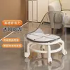 Taburete de Acrílico con Ruedas Giratorias Silenciosas, Silla Pequeña para Uso en Casa, Taburete Bajo con Costura Hermosa, Silla con Respaldo Móvil, Silla Giratoria