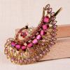 Accesorios Vintage para el Cabello Pinza Pavo Real Pinza Lateral Grande Pinza de Pico de Pato Pinza de Horquilla con Pedrería Tocados de Temperamento Pinza de Agarre para Mujer