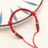 Mo XiangLi Corda de Mão Semi-acabada com Contas Fivela Ping An Pulseira de Corda Vermelha Étnica Tecida à Mão diy Presente