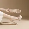1366-6 Zapatos de Tacón Alto Transparentes de Una Tira para Mujer, Elegantes y Sexys, Plataforma Impermeable, Chanclas de Tacón Alto de Punta Abierta