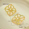 Pendientes de Flor de Perlas de Nuevo Estilo Europeo y Americano Transfronterizos Pendientes de Acero Inoxidable Oro 18K Joyería para Orejas de Estilo Ins de Lujo Ligero de Gama Alta