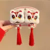 Adorno de Cabeza de León Infantil para Año Nuevo Estilo Antiguo Pinza de Pelo Hanfu Rojo para Bebé Accesorio de Cabello de Año Nuevo Pinza de Pelo para Niñas del Año del Dragón