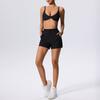 Cross-border nude apertado yoga terno sutiã feminino shorts cintura alta secagem rápida corrida esportes roupas de treino calças duas peças