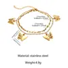 Joyería Transfronteriza Europea y Americana de Acero Inoxidable Nuevo Pulsera con Colgante Hueco en Forma de Mariposa para Mujer, Pulsera de Playa Moderna y Sencilla