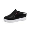 Verano 2025 Nuevo Versátil Tacón de Cuña con Altura Interior Puntera Zapatillas Medias Suela Gruesa Agujero Transpirable Zapatos Blancos Casuales para Mujer