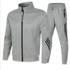 Novo Conjunto Esportivo Masculino 2022 Primavera e Outono com Gola Alta e Zíper Marca Moderna Roupa Esportiva Masculina de Duas Peças Logo Personalizado