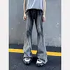 Pantalones Acampanados Estilo Americano, Jeans de Talla Grande con Degradado de Moda para Hombre, High-Street Ajustados con Bordes Deshilachados, Pantalones de Pierna Ancha Geniales Estilo Streetwear