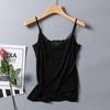 Camisola de seda para mujer, corta, holgada, de color liso, con encaje de seda y cuello en V, camisola pequeña