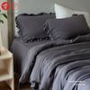 Conjunto de Renda Tencel Importado da Áustria, Roupa de Cama Franzesa Retrô com Babados, Lençol de Cima, Lençol com Elástico, Capa de Edredom