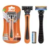 Maquinilla de afeitar manual desechable 1 mango de maquinilla + 2 hojas de afeitar Hoja de acero inoxidable de 6 capas para hombre Afeitadora Vieja