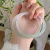 Pulsera Jingle de Ágata Calcedonia Natural, Accesorio Estilo Vintage Uva Verde Morada de Verano, Pulsera de Jade Xiaohongshu Luna Blanca