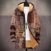 Roupa de Algodão Transfronteiriça Europeia e Americana para Exterior com Zíper, Multipadronagem, Cardigã com Capuz Estampado em 3D com Forro de Lã Britânico, Calças com Bolso de Aba, Espessamento para Exportação