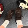 Sola Macia Aumento de Altura Cadarço Estampa de Leopardo Retrô Sapatos de Treino Alemães Femininos 2026 Outono Novo Versátil Antiderrapante Casual Sapatos Forrest Gump