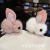 Suministros del Fabricante al por Mayor Bola de Pelo Conejito Nueva Versión Coreana Celebridad de Internet Tridimensional Infantil Lindo Conejo Cuerda para el Cabello Pasador